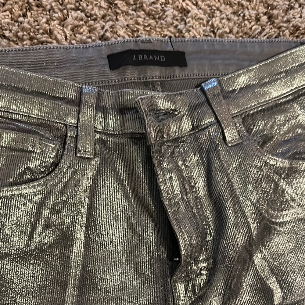 J Brand Shimmering Silver Pants - Picture 2 of 3